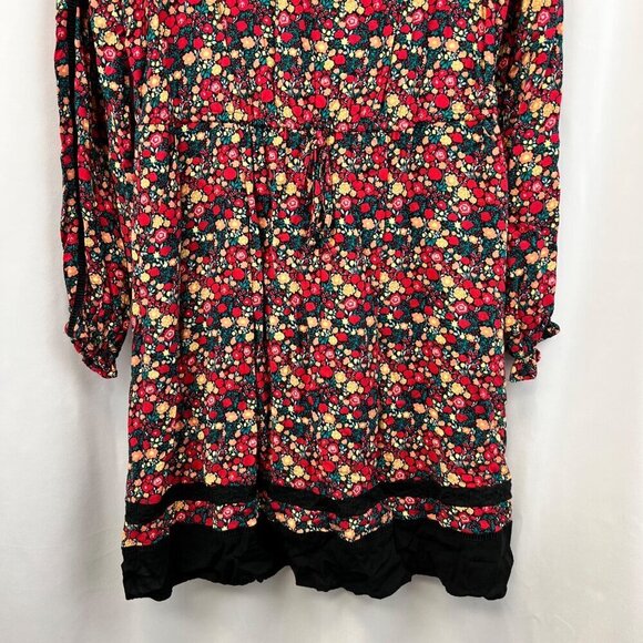 Lauren Conrad Womens Long Sleeve Floral Elastic Tie Waist Dress Above Knee M - Picture 5 of 9